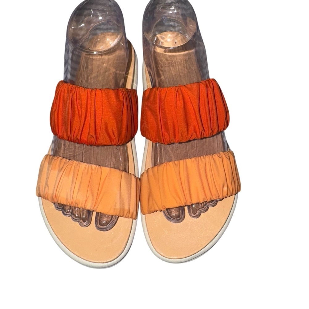 Sorel Women’s Sport Sandals Slides Orange Ruched Lug Sole Size 8 resortwear - Picture 8 of 9